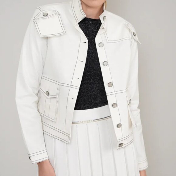 Aleeza Paris Cotton Jacket with Contrast Black Stitching – XS NWT - Picture 3 of 3